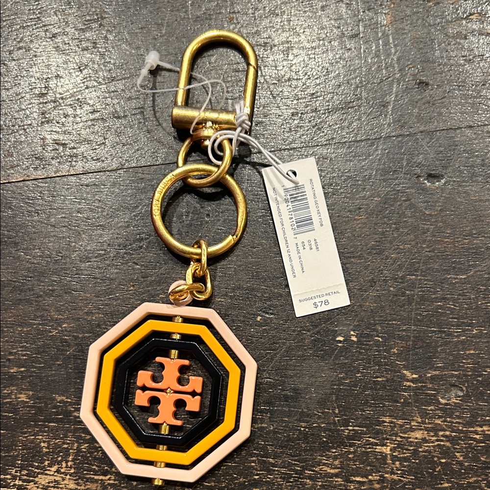 Tory Burch Gold and Pink Keychain